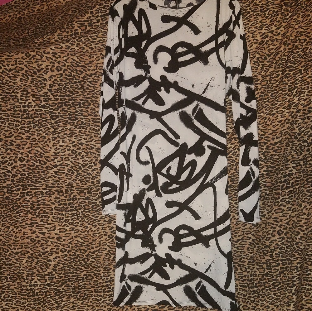 Graffiti Print Bodycon Dress Size 3